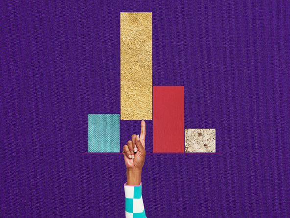 abstract art of a business graph with a hand pointing upwards